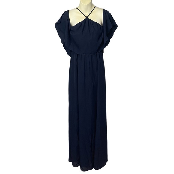 NEW Show Me Your MuMu Dark Blue Halter Maxi Off Shoulder Gown Size XXS wedding - Picture 1 of 9